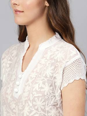 White embroidered georgette embroidered-kurtis 5