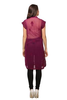 Purple embroidered georgette embroidered-kurtis 2