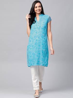 Pink embroidered georgette embroidered-kurtis 1
