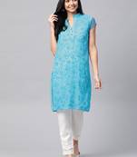 Pink embroidered georgette embroidered-kurtis