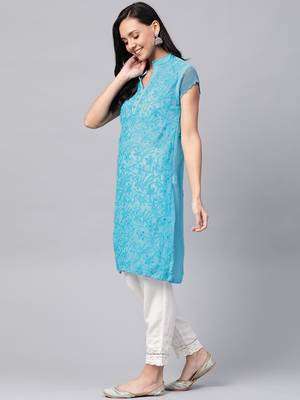 Pink embroidered georgette embroidered-kurtis 3