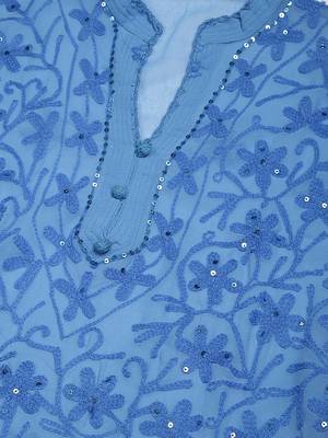 Blue embroidered georgette embroidered-kurtis 5