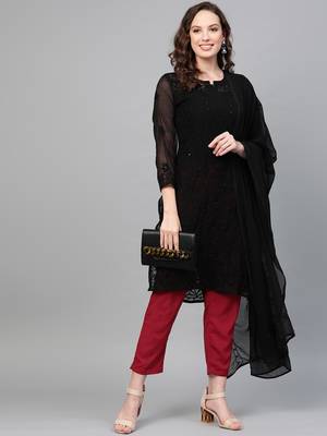 Black embroidered georgette embroidered-kurtis 1