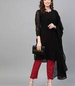 Black embroidered georgette embroidered-kurtis