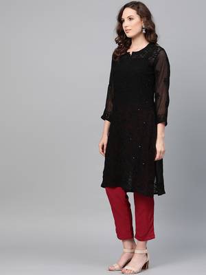 Black embroidered georgette embroidered-kurtis 3