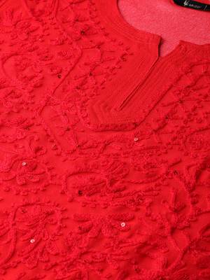 Red embroidered georgette embroidered-kurtis 4