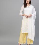 White embroidered georgette embroidered-kurtis
