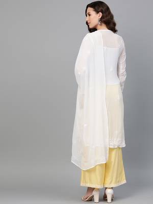 White embroidered georgette embroidered-kurtis 2