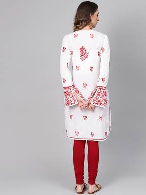 White hand woven cotton chikankari-kurtis 2