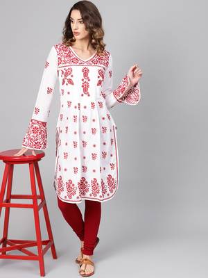 White hand woven cotton chikankari-kurtis 4