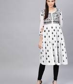 White hand woven cotton chikankari-kurtis