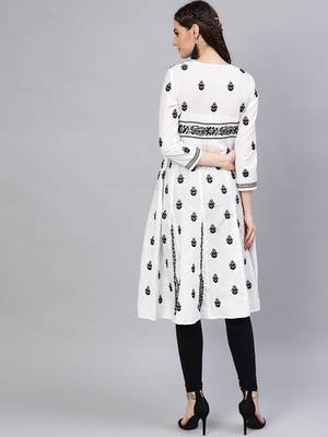 White hand woven cotton chikankari-kurtis 2