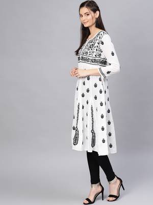 White hand woven cotton chikankari-kurtis 3