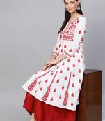 White hand woven cotton chikankari-kurtis