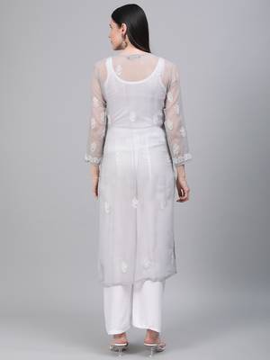 Grey embroidered georgette embroidered-kurtis 2