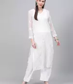 White embroidered georgette embroidered-kurtis