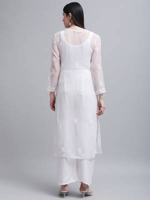 White embroidered georgette embroidered-kurtis 2