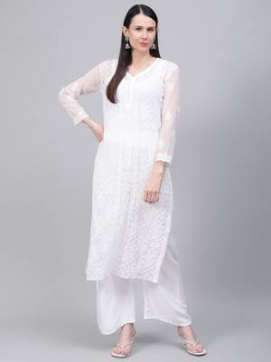 White embroidered georgette embroidered-kurtis 4