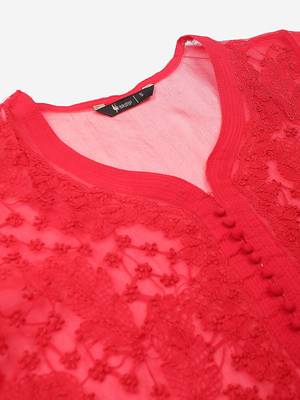 Red embroidered georgette embroidered-kurtis 4