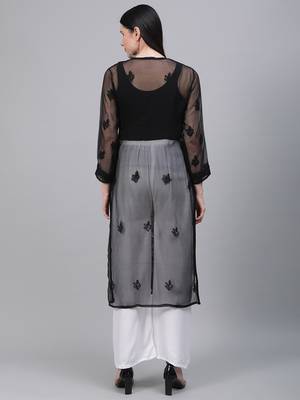 Black embroidered georgette embroidered-kurtis 2