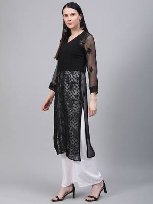 Black embroidered georgette embroidered-kurtis 3