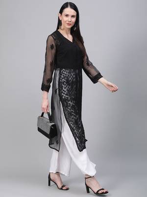Black embroidered georgette embroidered-kurtis 4