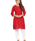 Red hand woven cotton chikankari-kurtis