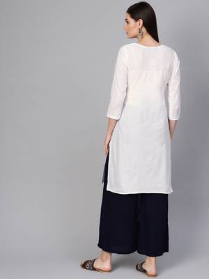 White hand woven cotton chikankari-kurtis 2