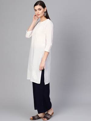 White hand woven cotton chikankari-kurtis 3