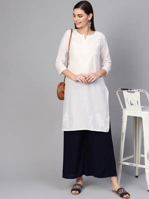 White hand woven cotton chikankari-kurtis 4