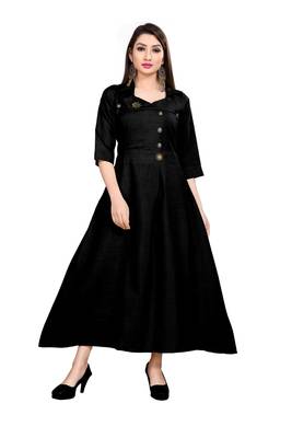 Black plain cotton cotton-kurtis 1