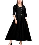 Black plain cotton cotton-kurtis