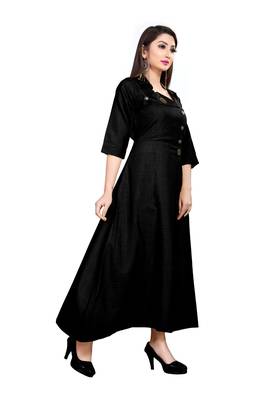 Black plain cotton cotton-kurtis 2