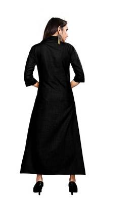Black plain cotton cotton-kurtis 4