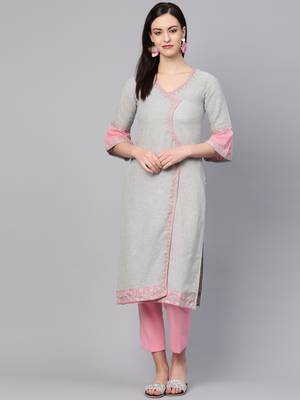 Grey embroidered cotton embroidered-kurtis 1