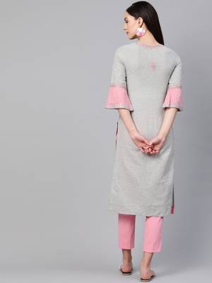Grey embroidered cotton embroidered-kurtis 2