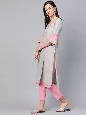 Grey embroidered cotton embroidered-kurtis 3