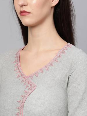 Grey embroidered cotton embroidered-kurtis 5