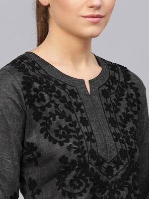 Black embroidered cotton embroidered-kurtis 5