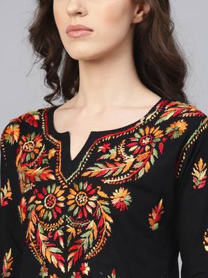 Black hand woven cotton chikankari-kurtis 5