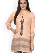 Beige embroidered rayon embroidered-kurtis