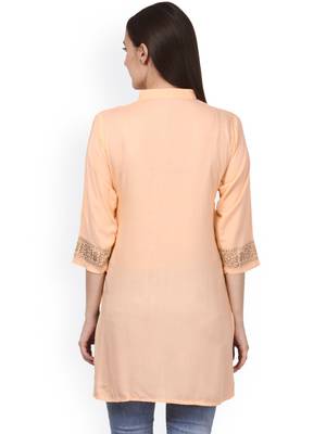 Beige embroidered rayon embroidered-kurtis 2