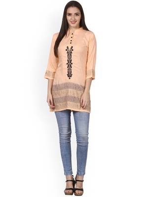 Beige embroidered rayon embroidered-kurtis 4