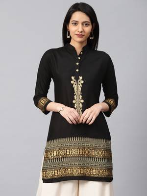 Black embroidered rayon embroidered-kurtis 1