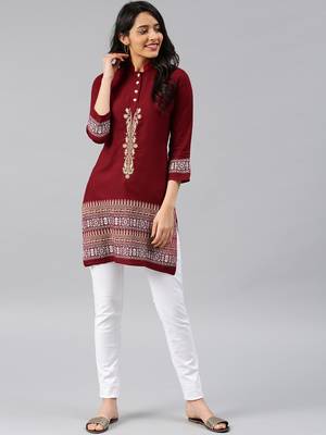Maroon embroidered rayon embroidered-kurtis 3