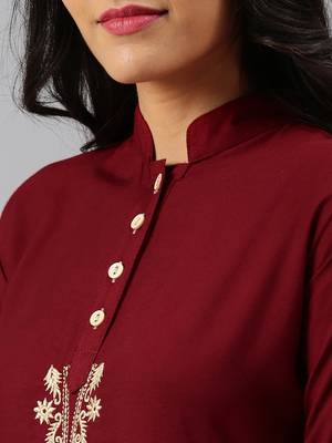 Maroon embroidered rayon embroidered-kurtis 5