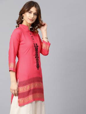 Pink embroidered rayon embroidered-kurtis 3