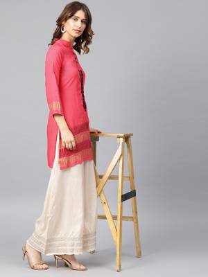 Pink embroidered rayon embroidered-kurtis 4