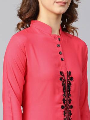 Pink embroidered rayon embroidered-kurtis 5