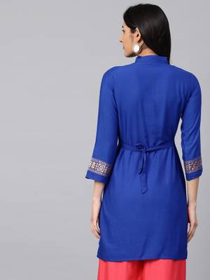 Blue embroidered rayon embroidered-kurtis 2